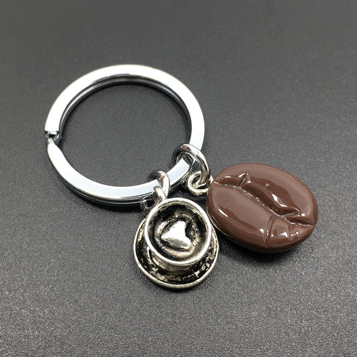 Wholesale Heart Shaped Coffee Cup Resin Coffee Bean Keychain MOQ≥2 JDC-KC-GSCT004