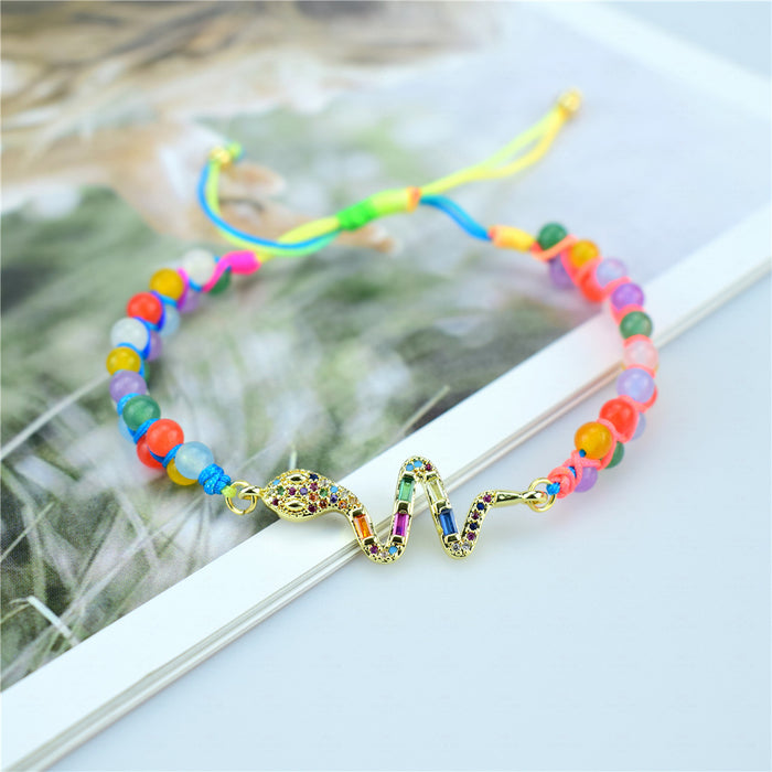 Wholesale Bracelet DIY Hand Woven Colorful Rope Zircon MOQ≥2 JDC-BT-ALD001