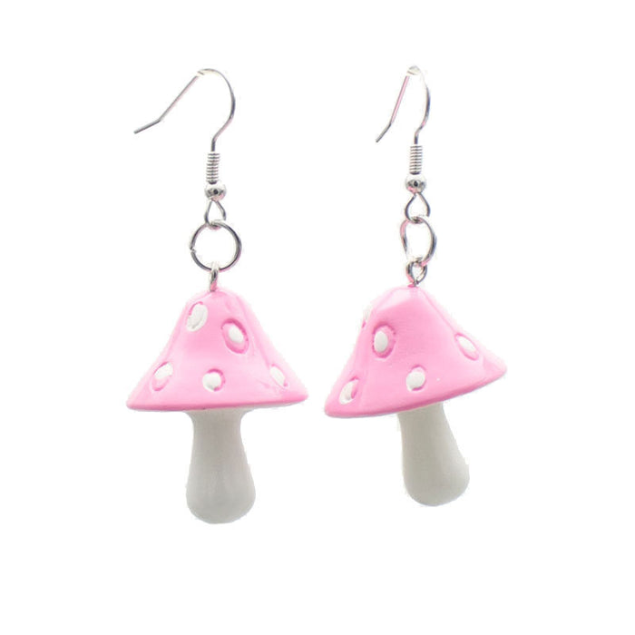 Wholesale Acrylic Sweet Mushroom Oil Drop Earrings MQO≥2 JDC-ES-qiuse010