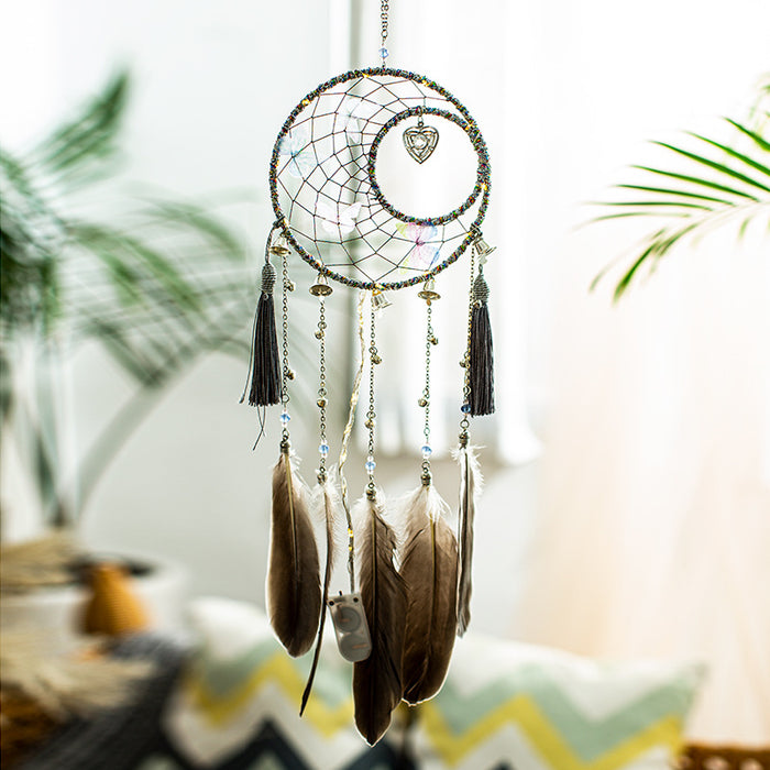 Wholesale Dreamcatcher Iron Ring Feather Bedroom Living Room Decorations MOQ≥2 JDC-DC-MYing030