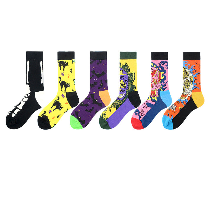 Wholesale Sock Polyester Cotton Medium Tube Colorful Ghost Bat Series JDC-SK-XiF002