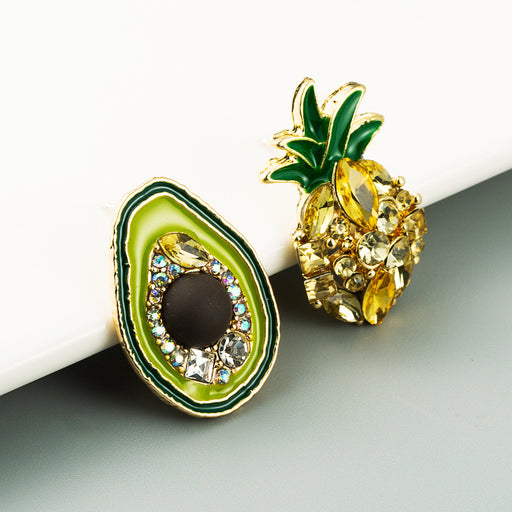 Jewelry WholesaleWholesale S925 silver asymmetrical pineapple avocado alloy stud earrings JDC-ES-XuanY001 Earrings 宣妍 %variant_option1% %variant_option2% %variant_option3%  Factory Price JoyasDeChina Joyas De China