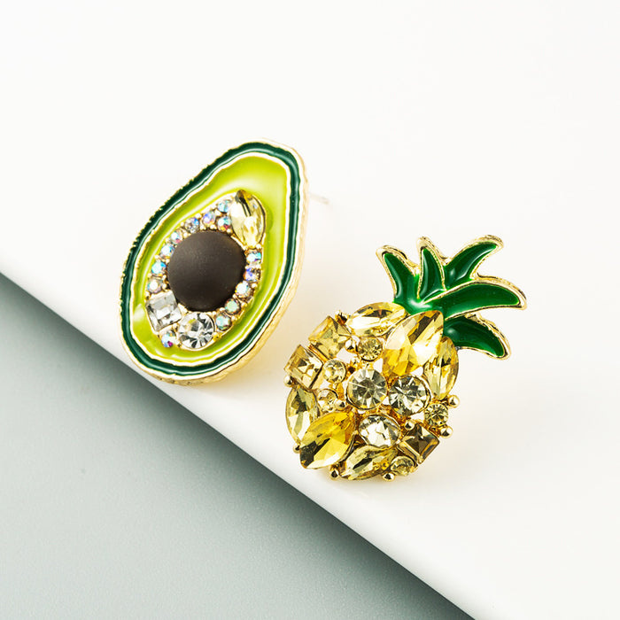 Jewelry WholesaleWholesale S925 silver asymmetrical pineapple avocado alloy stud earrings JDC-ES-XuanY001 Earrings 宣妍 %variant_option1% %variant_option2% %variant_option3%  Factory Price JoyasDeChina Joyas De China