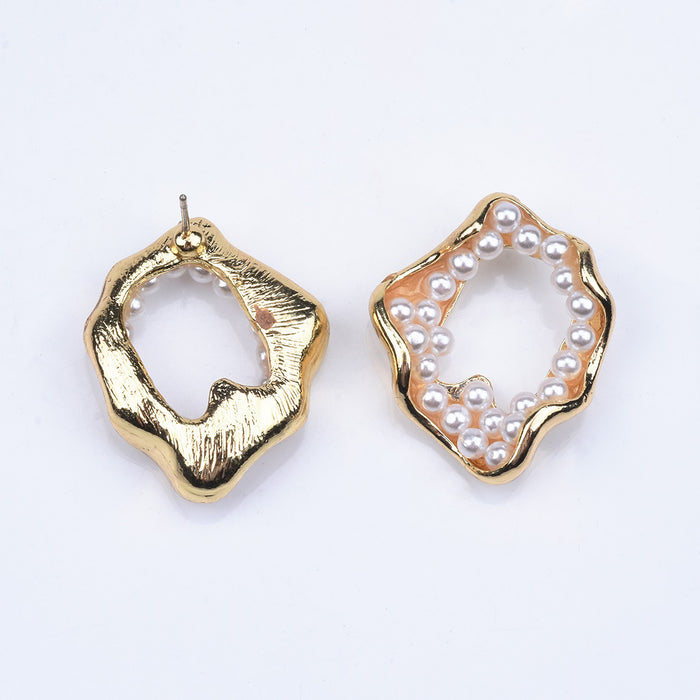 Wholesale alloy pearl geometry irregular earrings JDC-ES-QLan014
