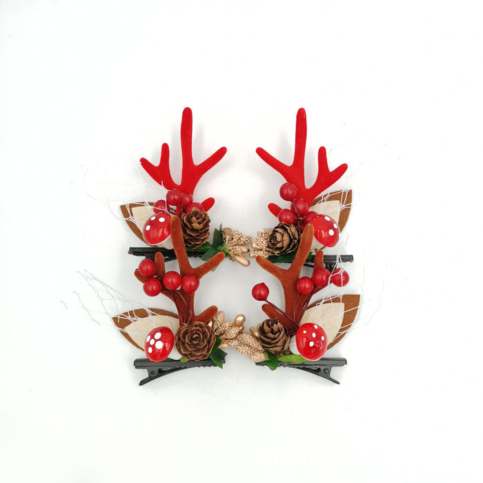 Wholesale Hair Clips Mixed Material Christmas Hair Clip Antlers MOQ≥10 JDC-HC-XinW001