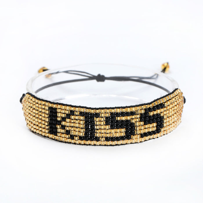 Wholesale Miyuki Rice Beads Woven Pure Handmade Beaded Kiss Letter Bracelet Set JDC-BT-GBH101