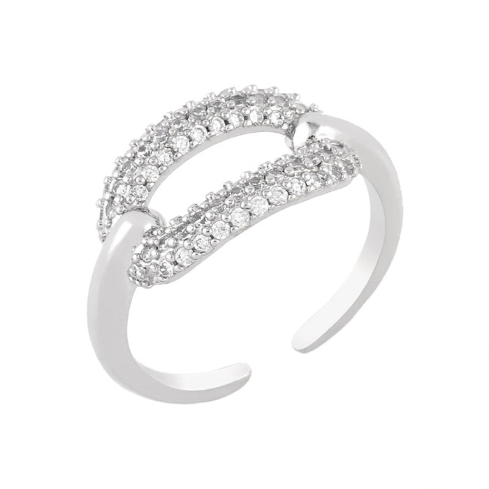 Círculo de estilo helado al por mayor Diamond Geométrico anillo ovalado JDC-RS-AS424