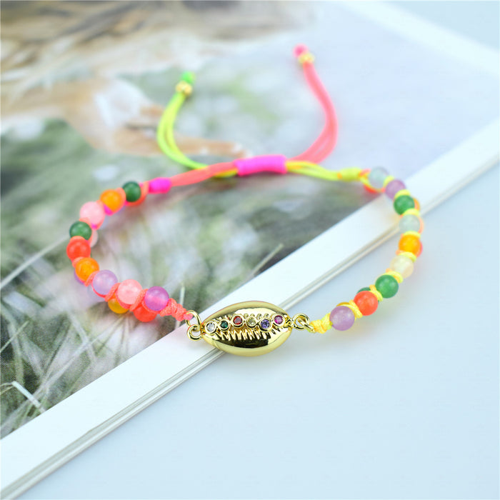 Wholesale Bracelet DIY Hand Woven Colorful Rope Zircon MOQ≥2 JDC-BT-ALD001