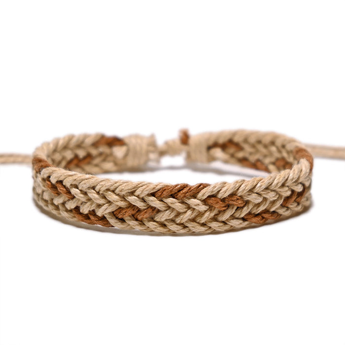 Wholesale Hand Woven Cotton Linen Chevron Bracelet MOQ≥2 JDC-BT-QianY004
