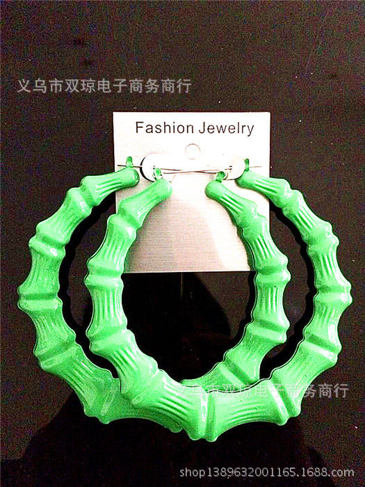 Pendientes de bambú fluorescentes coloridos de hierro al por mayor de hierro MOQ≥2 JDC-ES-Shqion001