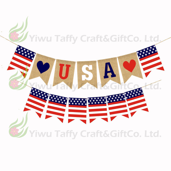 Jewelry WholesaleWholesale American National Day Party Pull Flower Flags Independence Day Burlap Swallowtail Flags MOQ≥10 JDC-OS-Daifei001 Ornaments 戴妃 %variant_option1% %variant_option2% %variant_option3% Factory Price JoyasDeChina Joyas De China