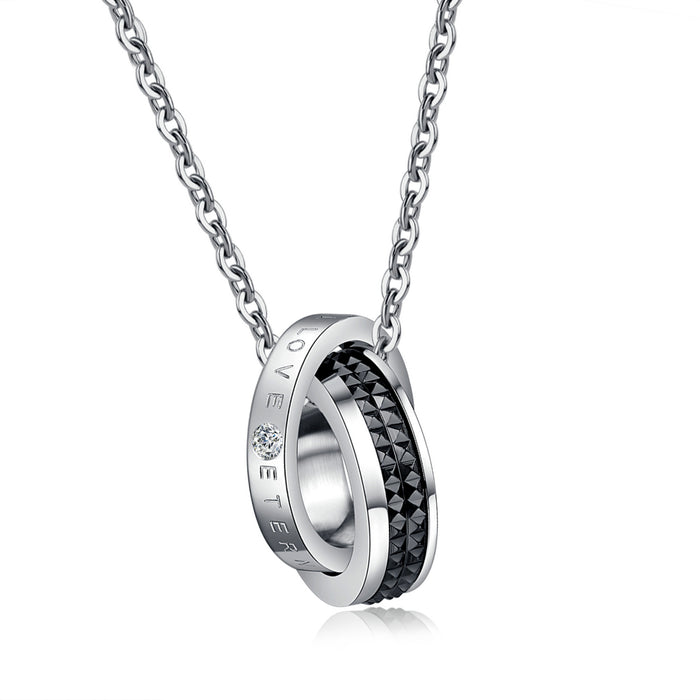Wholesale Necklaces Titanium Steel Double Circle Chain For Couples JDC-NE-GSSZH004