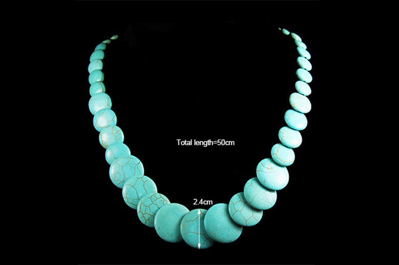 Wholesale Necklaces Alloy Turquoise Round Pendant MOQ≥2 JDC-NE-DianQ001