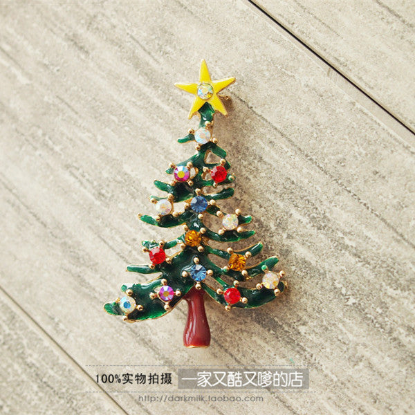 Wholesale Brooch Alloy Drop Glaze Color Diamond Christmas Tree JDC-BC-ZhuiX007