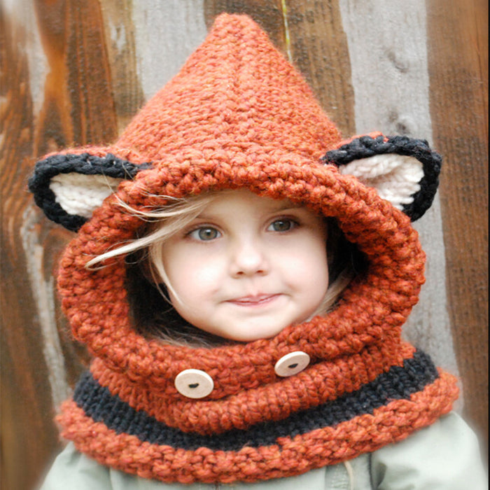 Wholesale Hat Wool Hand-knitted Children's Pullover Scarf Set MOQ≥3 JDC-FH-Xianju001