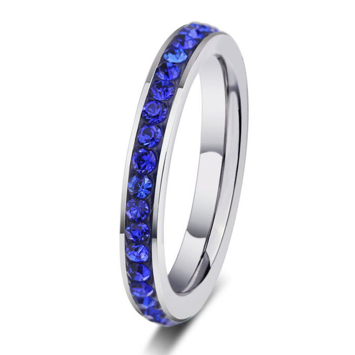Wholesale Color Rhinestone Stainless Steel Ring JDC-RS-ShouM003