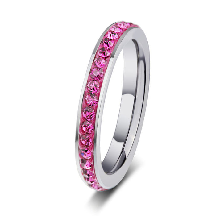 Wholesale Color Rhinestone Stainless Steel Ring JDC-RS-ShouM003