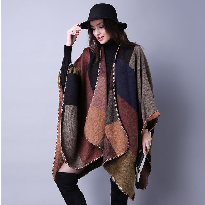 Wholesale Scarf Acrylic Polyester Warm Winter Plaid Shawl Travel JDC-SF-Rous001