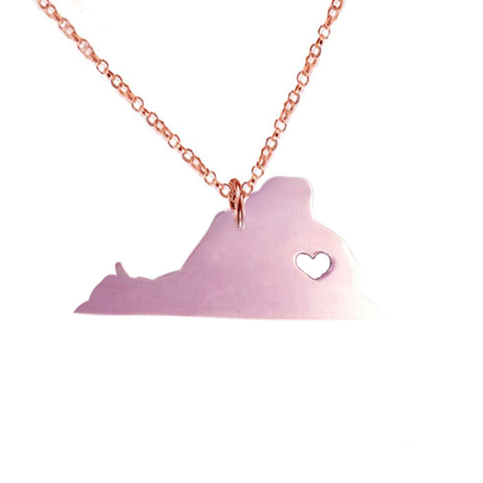 Wholesale Necklaces Stainless Steel Virginia US State Map MOQ≥2 JDC-NE-Fangt002