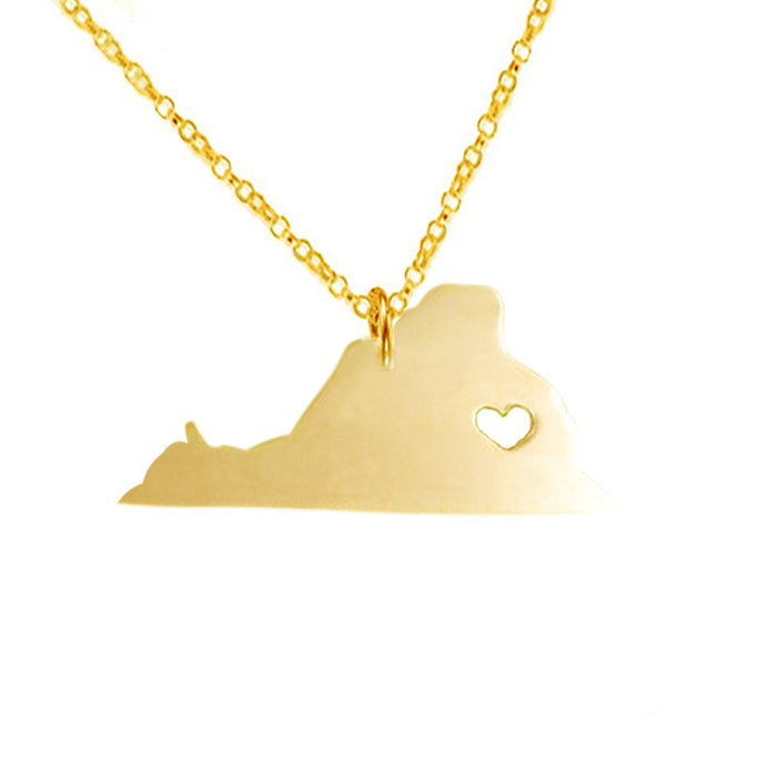 Wholesale Necklaces Stainless Steel Virginia US State Map MOQ≥2 JDC-NE-Fangt002