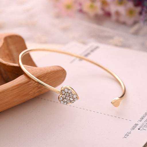 Jewelry WholesaleWholesale full diamond heart shaped opening gold plated bracelet JDC-BT-MDD004 Bracelet 萌豆豆 %variant_option1% %variant_option2% %variant_option3%  Factory Price JoyasDeChina Joyas De China