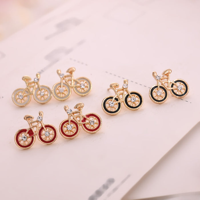 Wholesale Earrings Alloy Diamond Bicycle JDC-ES-MDD058