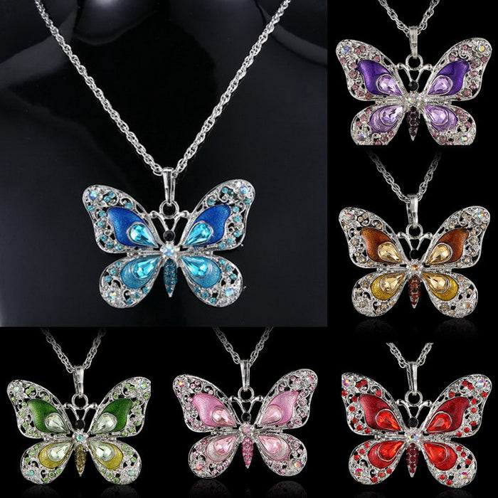 Collar de mariposa multicolor al por mayor colgante de animales JDC-Ne-Yinh032