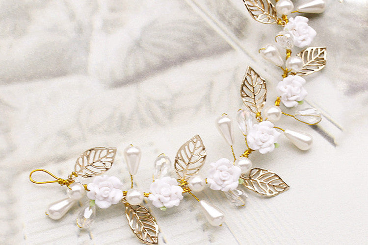 Wholesale Gold Leaf Handmade Wedding Accessories MOQ≥2 JDC-HD-DengH003