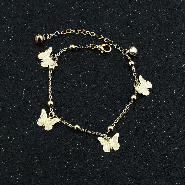 Wholesale wild rose dragonfly butterfly leaf shell drill anklet JDC-AS-Lingda002