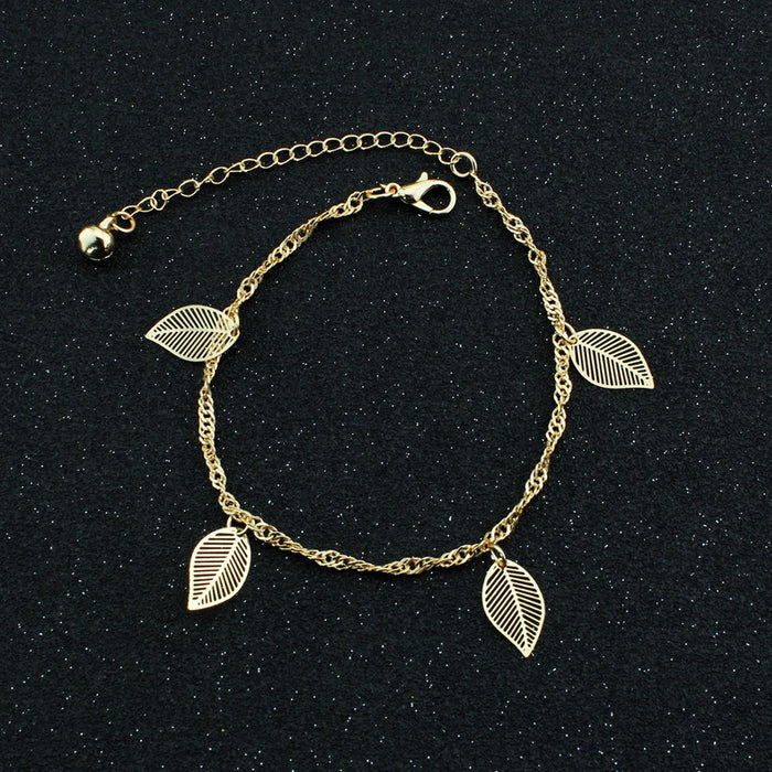 Wholesale wild rose dragonfly butterfly leaf shell drill anklet JDC-AS-Lingda002