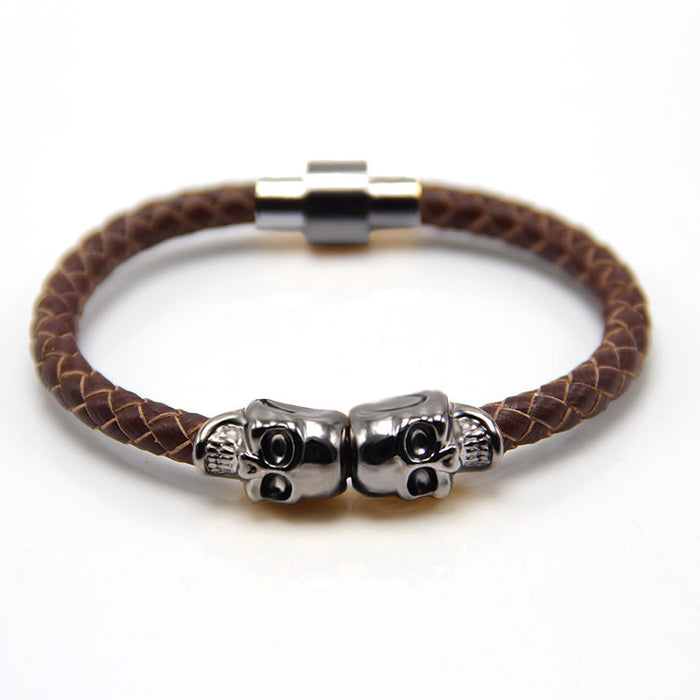 Wholesale Bracelet Faux Leather Skull Punk Style MOQ≥2 JDC-BT-ZiGe009