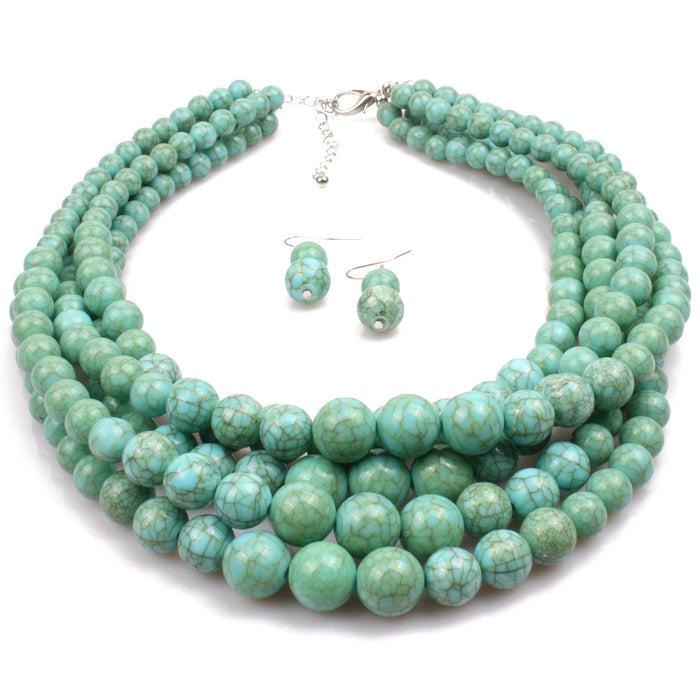 Wholesale Exaggerated Popular Jewelry Crack Beads Multilayer Necklace JDC-NE-TC292