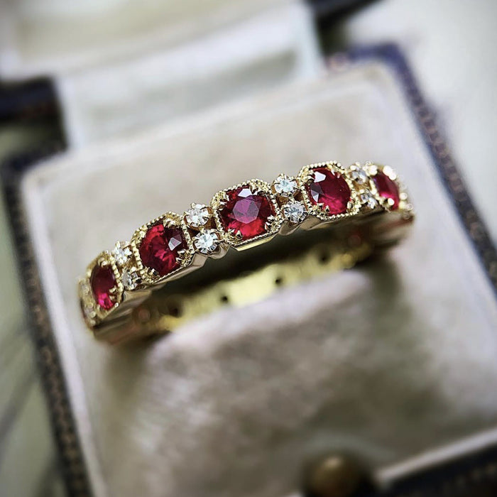 Wholesale Gold Plated Ruby Alloy Rings JDC-RS-Sanj049