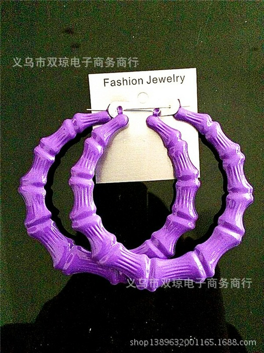 Wholesale Iron Oversized Colorful Fluorescent Bamboo Earrings MOQ≥2 JDC-ES-Shqion001