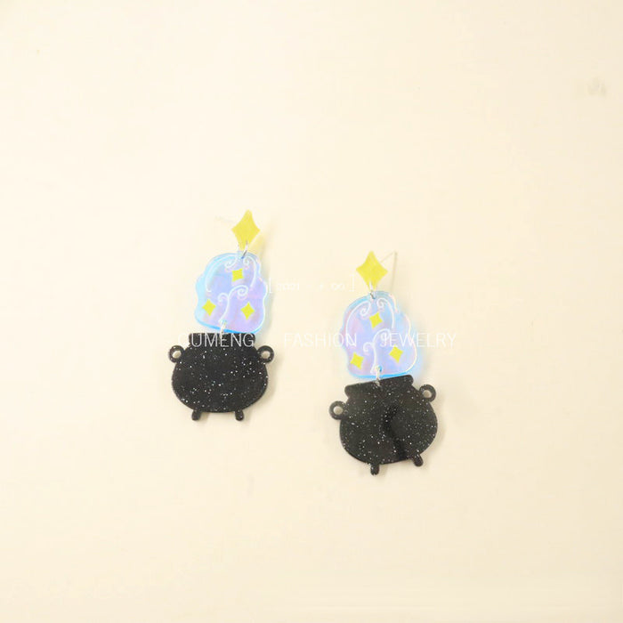 Wholesale Earrings Halloween Witch Alchemy Stove Super Sparkling Stars MOQ≥2 JDC-ES-MOSHU036