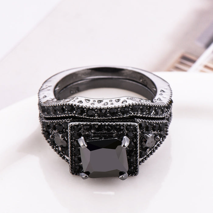 Wholesale Rings Alloy Black Zircon Set MOQ≥5 JDC-RS-LongY027