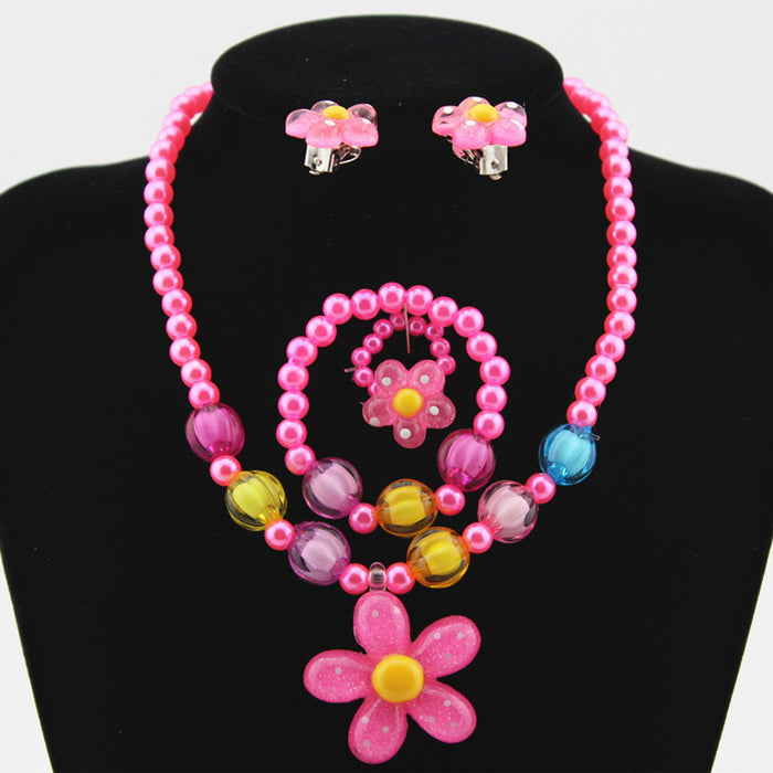 Wholesale Kids Resin Necklace Bracelet Set of Four MOQ≥3 JDC-NE-Shangd001