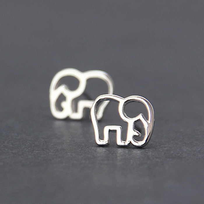 Wholesale Earrings Silver Hollow Elephant Stud Earrings JDC-ES-Congz031