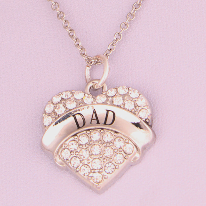 Wholesale Love Letter DAD Alloy Diamond Father's Day Necklace JDC-NE-HouHui001