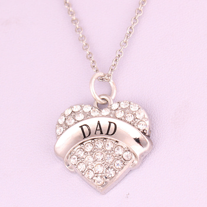 Wholesale Love Letter DAD Alloy Diamond Father's Day Necklace JDC-NE-HouHui001