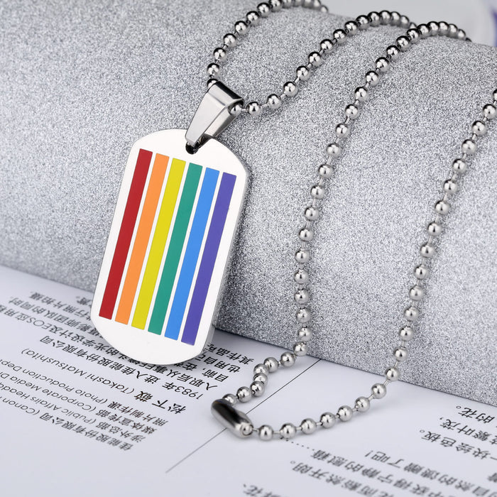 Al por mayor 6 colores Color Epoxy Titanium Colgante de acero Rainbow Gay Collar JDC-Ne-Gej007
