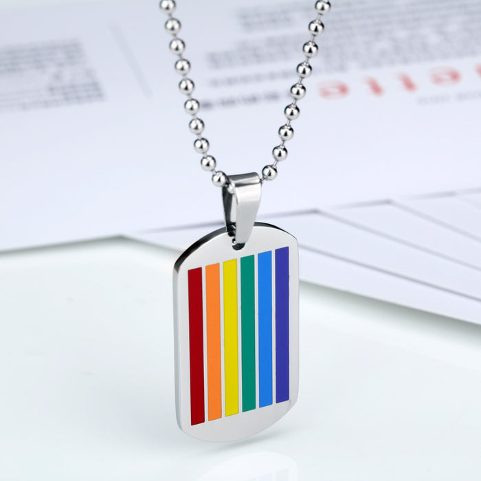 Wholesale 6 Colors Epoxy Color Titanium Steel Pendant Rainbow Gay Necklace JDC-NE-GeJ007