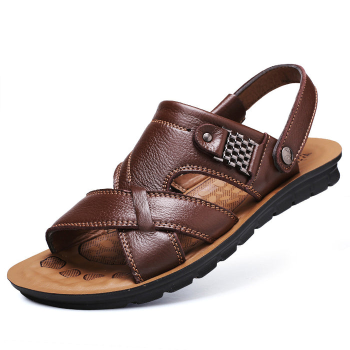 Chaussures de plage en cuir masculin en gros de grandes sandales et pantoufles décontractées JDC-SD-JLF002