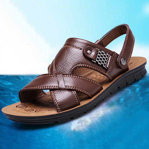 Jewelry WholesaleWholesale Men's Leather Beach Shoes Large Size Casual Sandals and Slippers JDC-SD-JLF002 Sandal 金利福 %variant_option1% %variant_option2% %variant_option3%  Factory Price JoyasDeChina Joyas De China