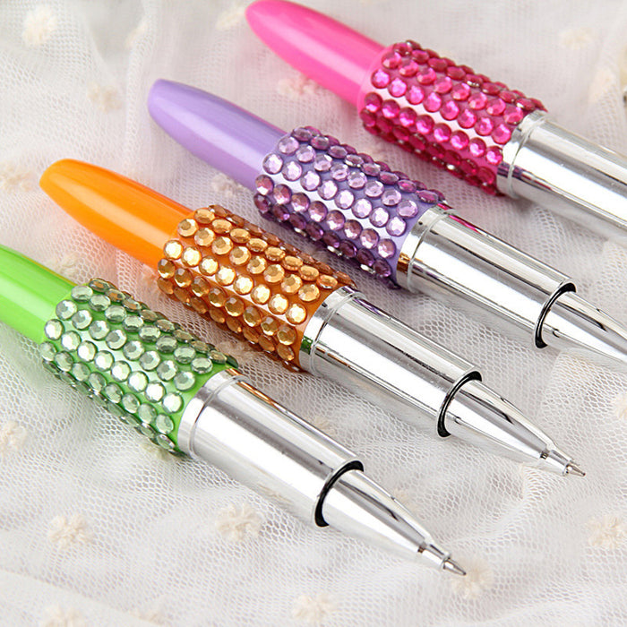 Wholesale Cute Diamond Lipstick Plastic Ballpoint Pen MOQ≥2 JDC-BP-YGuo003