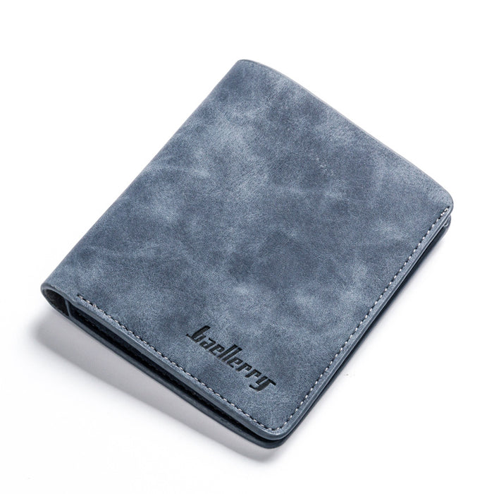 Wholesale Men's Wallet Short Retro Frosted Two Fold Vertical JDC-WT-Zhengxin010