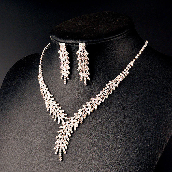 Wholesale Necklace Earring Set Rhinestone Bridal Wedding Accessories MOQ≥3 JDC-NE-BiS031
