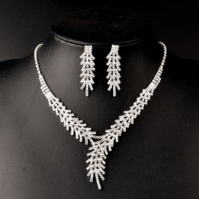 Wholesale Necklace Earring Set Rhinestone Bridal Wedding Accessories MOQ≥3 JDC-NE-BiS031