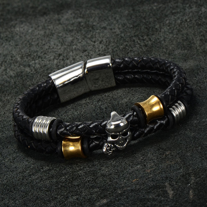 Wholesale Bracelet Titanium Steel Skull Braided Belt Men's Bracelet MOQ≥2 JDC-BT-HaiT004