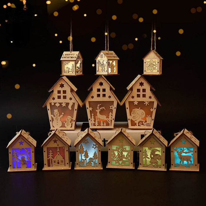 Wholesale Christmas Decoration Glowing Log Cabin Snow House Ornament MOQ≥2 JDC-DCN-MeiS001